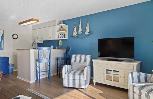 Charlevoix Condo | 1 Bedroom Condo with Waterfront Access | Pool, Hot Tub, Sauna | Patio