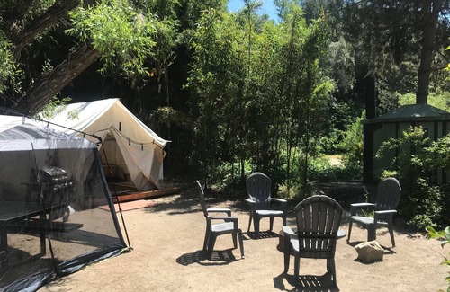 Three Rivers RV Rental | 12x14 Cabin Tent. camping with a little luxury.