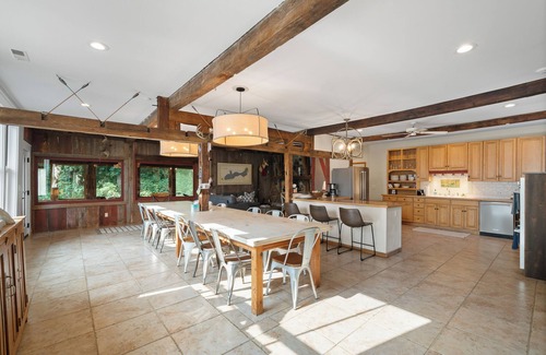 Fontana-on-Geneva Lake House | 1836 Rustic Barn Retreat | Bar & Game Room |Tennis Court |FirePit |Swim Spa |Lake