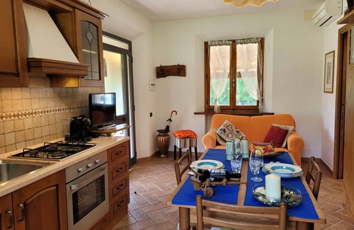Monticiano Other | 2+1 pax. Living/dining room with fire place, an equipped kitchen corner, a double bedded room, a sh