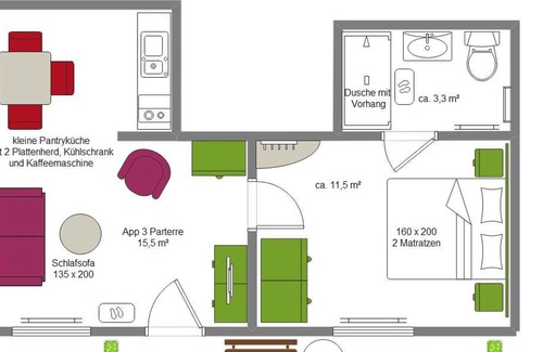 Neuensien Apartment | 2-raumappartement mit Pantryküche - Ferienzimmer und -wohnungen mit Seeblick