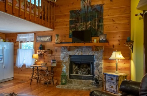 Blairsville Cabin | 3 Deer Cabin - Fireplace - Mountain View