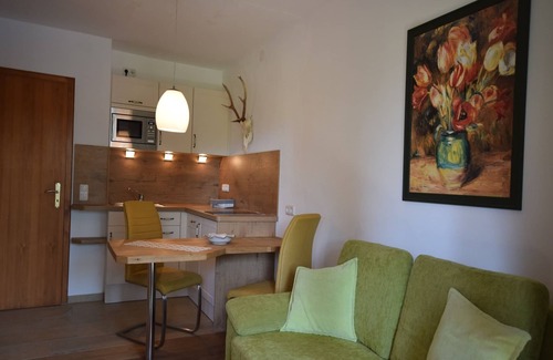 Grassau Apartment | 3. Fewo Hochlerch, 28 qm, 1-2 Pers., 1 Schlafzimmer, 1 Wohnküche, Süd-Balkon