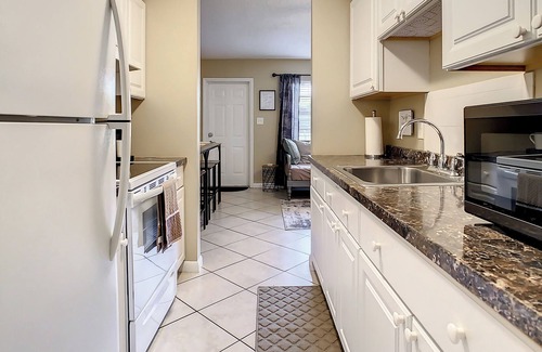 Gillespie Park Apartment | 5 Min Walk Downtown Cozy Retreat, Ultra Wi-Fi, Comfy beds, Full Kitchen!