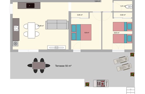 Roquefort-des-Corbieres House | 60 m² House ∙ 2 bedrooms ∙ 4 guests