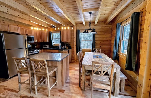 Carroll Cabin | 65PT New Log Cabin in Private Setting. Hot tub, Fire pit, Gym/Pool Access, and Dog Friendly!