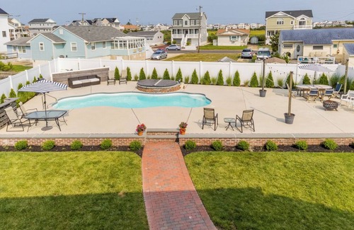 Merion Park House | 6BR/5BA custom beach home with private pool and hot tub; entertainment rooms