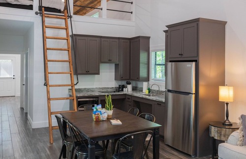 Livingston Cabin | A cozy little ADA accessible getaway right on Kickapoo Creek. Two Creeks Crossing Resort