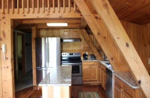 Flat Hollow Marina Ski Chalet | A few more steps but less expensive!