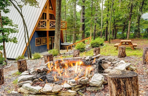 Valley Hill House | A-Frame Nest: Modern A-Frame | 3BR + Loft | Hot Tub & Fireplace