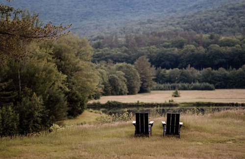 North Woodstock RV Rental | A-Frame Site 3 | Queen Bed | Pond View