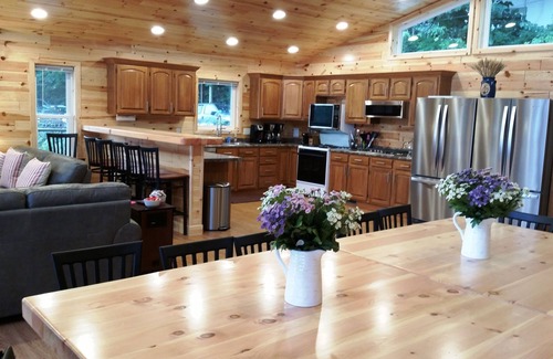 Cassopolis House | Accessible Blue Spruce Lodge: 340 ft of Lake Frontage, 80-ft wide Sandy Beach!