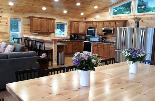 Cassopolis House | Accessible Blue Spruce Lodge: 340ft of Lake Frontage, 80-ft wide Sandy Beach!
