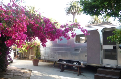 Mar Vista House | AIRSTREAM backyard private glamping Mar Vista GATED yard outdoor HOT shower
