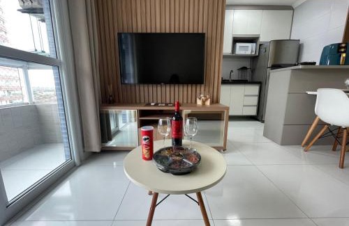 Caicara Apartment | Apê Pé na Areia, Vista Mar com Varanda Gourmet e Wi-Fi Rápido - Caiçara Praia Grande
