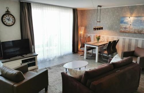 Eckernfoerde Apartment | Apartment 38 "Skippers Topp", Apartmenthaus Hafenspitze,Blickrichtung InnenstadtBinnenhafen