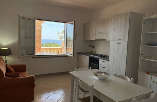 Marina di Novaglie Apartment | Apartment 'Alba Del Mare' with Sea View, Private Terrace and Shared Garden
