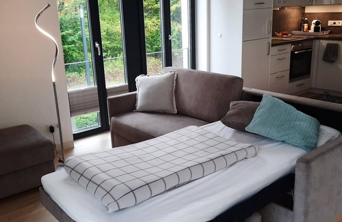 Prora Apartment | Apartment 'Gardensuite Binz' with Pool, Wi-Fi & Terrace