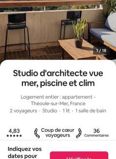 Theoule-sur-Mer Apartment | Architect's studio with pool, sea view and AC