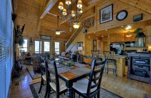 Blue Ridge Cabin | Ascend to serenity at Higher Ground! This pet-friendly haven offers majestic mountain views, a hot tub, firepit, WiFi, and unparalleled privacy. WiFi