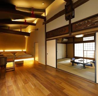 Nishijin Villa | Basara Kinmokusei Kyoto Machiya with 2 Gardens, Hinoki Sauna and Semi-Open-Air Bath