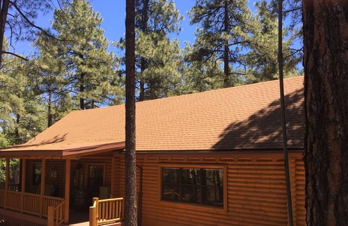 Highland Pines House | Beautiful Log Cabin on an acre in the tall pines with fenced yard for dogs!