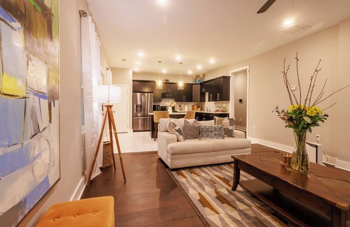 Lithonia House | Bedroom in a house, Queen size bed and bath
