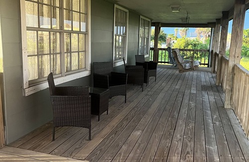 Galveston House | Best sunset views in Bolivar! Come relax on the wraparound deck.