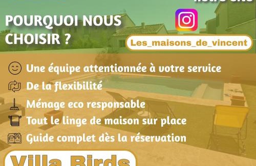 Arles Villa | Birds Villa, piscine chauffée, clim, garage, wifi