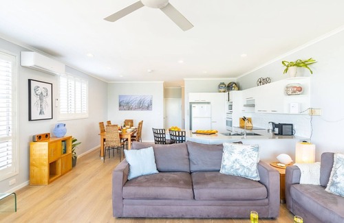 Anna Bay House | Birubi First Wave, 45a Ocean Ave - pet friendly, waterfront, waterviews, air con, Wi-Fi