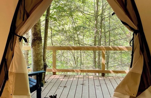 Primrose RV Rental | Blue Heron's Nest-Glamping Tent in the Gorge w/AC