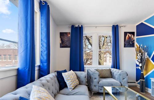 Northeast Minneapolis Arts District Apartment | Blue Horizon Hideout 2 Bedroom Home W/ Balcony