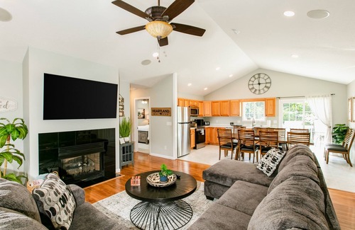 Weaverville House | Blue Ridge farmhouse with amazing mountain view, hot tub, firepit & decks