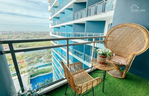 San Fernando Condo | Boho-Themed Studio with Pool View Balcony, Netflix, Karaoke & Boardgames