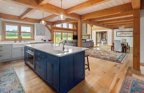 Morrisville House | BRAND NEW Modern Timber-frame Oasis: 4BR Home Near Stowe with WiFi, fitness room