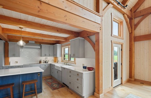 Morrisville House | BRAND NEW Modern Timber-frame Oasis: 4BR Home Near Stowe with WiFi, fitness room
