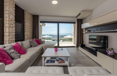 Smrika House | Breathtaking sea views are offered by this vacation home with pool in the small village of.