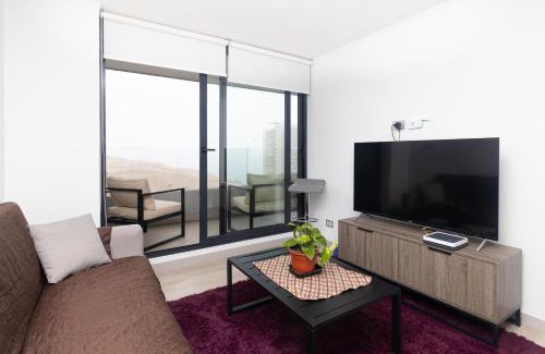 Concon Apartment | Burgundy View 1BR W/View, Balcony & Parking.
