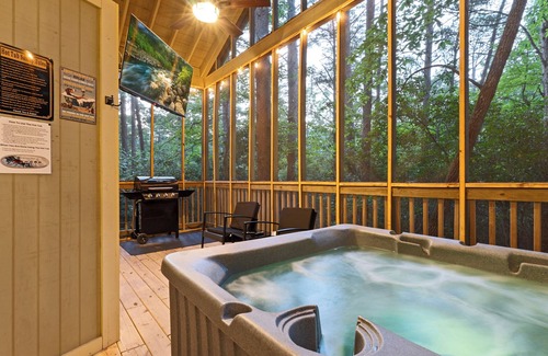 Sautee Nacoochee Cabin | Cabin Getaway Hot Tub + Deck Near Helen