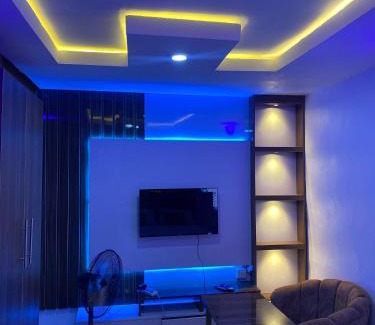 Abeokuta Apartment | Cee&Tee ABEOKUTA 1BR-247Electricity - Solar Inverter AC in bedroom
