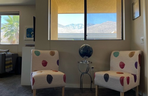 Twin Palms Condo | Cheerful condo, graceful complex, useful location: 2BR, patio, mountain views