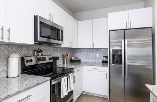 Lewisville Apartment | Chic 1BR Getaway w/Pool, Gym & Work-Ready Space