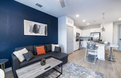 Lewisville Apartment | Chic 1BR Getaway w/Pool, Gym & Work-Ready Space