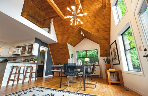 Brevard Ski Chalet | Chic A-Frame Cabin with Stunning Views