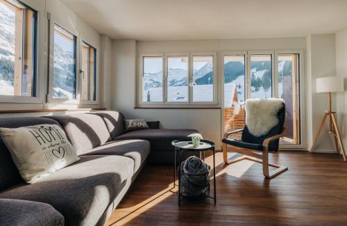 Adelboden Apartment | Chuenislodge1 Neu, grosse Terrasse & Designerofen, prächtige Aussicht