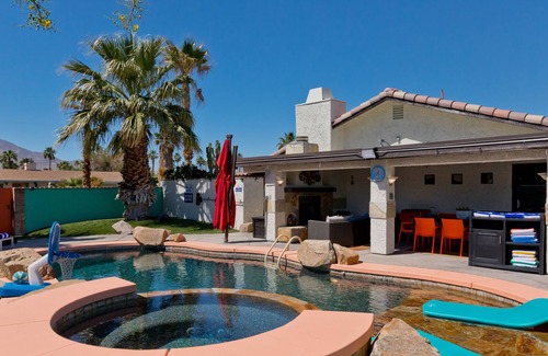 Racquet Club South House | Coachella casa with pool, putting green, & outdoor fireplace - dog-friendly