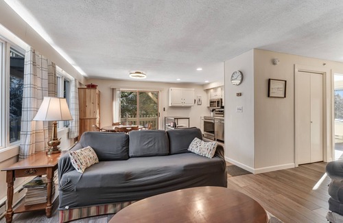 Bromley Mountain Condo | Comfortable condo with pool & clubhouse fitness room, forest views
