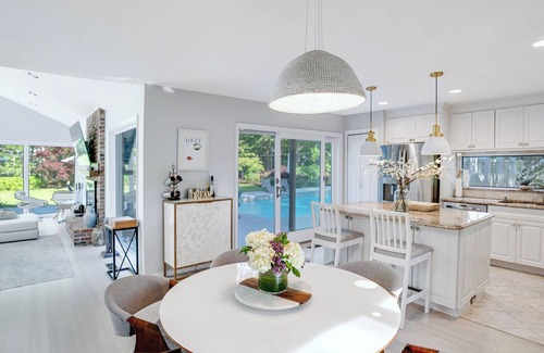 East Quogue House | Contemporary home close to beaches with private pool, open floorplan, and.