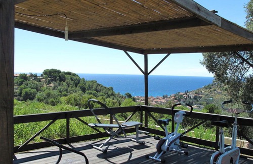 San Lorenzo al Mare House | Cosy apartment in villa with A/C, pool, patio, pets allowed, panoramic view and parking