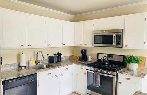 Laurel House | Cozy 1 bedroom patio view shared bathroom living room and kitchen #2